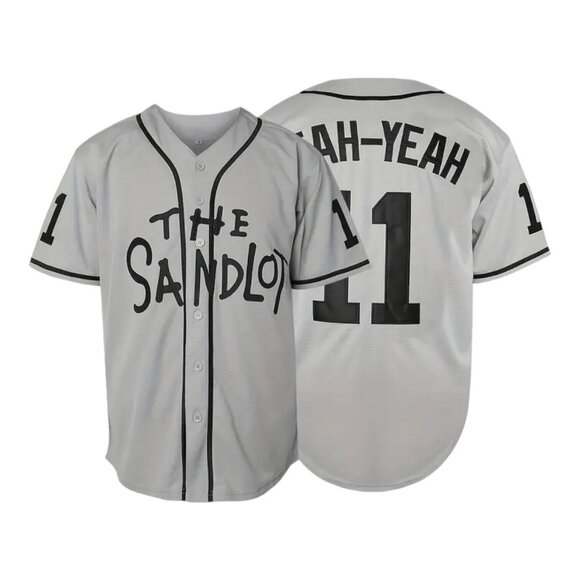 Sandlot Baseball Jersey Yeah-Yeah #11 Gray Stitched Men's - Picture 1 of 8